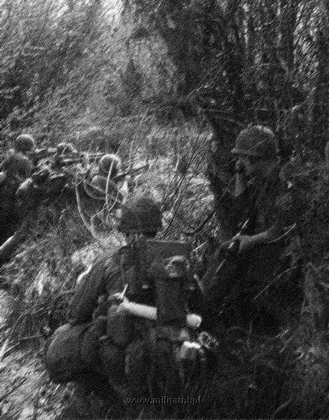 ハンバーガー・ヒル↑攻撃開始2日目。ジャングルの中を進軍する第101空挺師団の兵士たち。1969年5月11日。.jpg